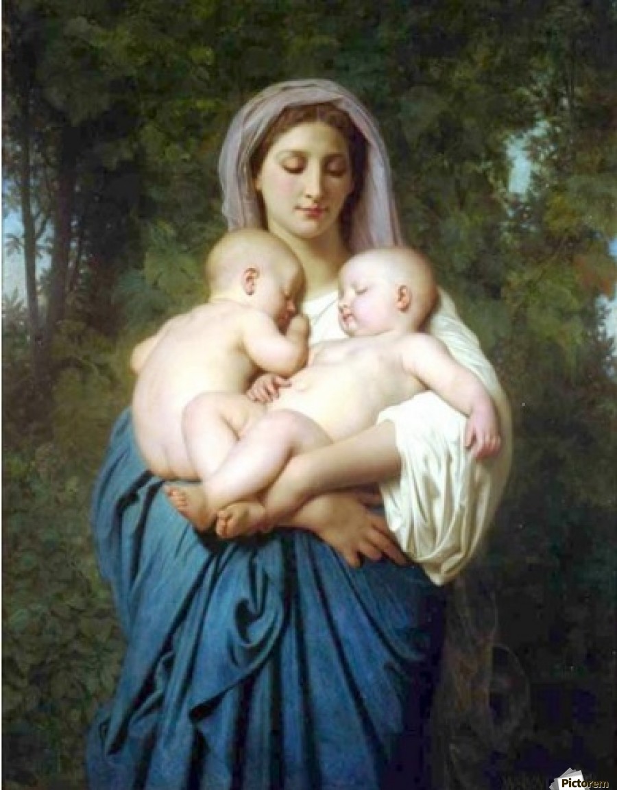 A mother with two sons by William-Adolphe Bouguereau Wall Art